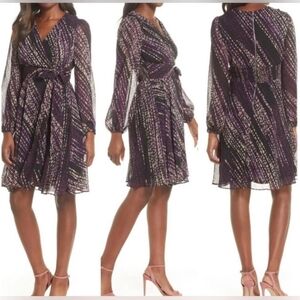 Maison Tara Women's Purple and Black‎ Dress Long Sleeve Size 16